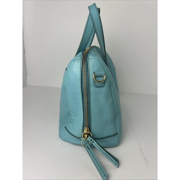 FOSSIL Sydney Leather Satchel Blue Hand Bag *missing Shoulder Strap* Cow Hide - Picture 3 of 10